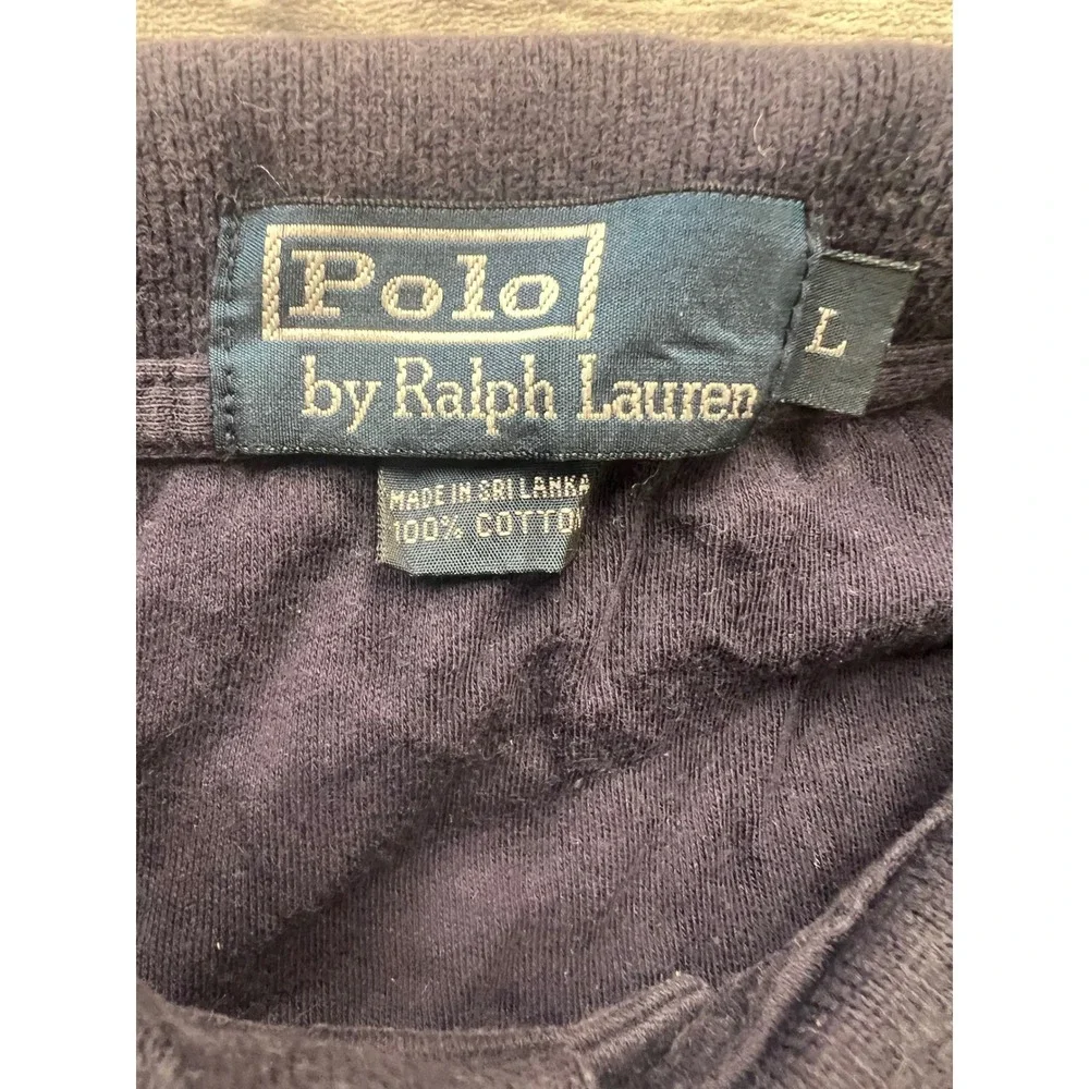 Polo Ralph Lauren Polo Shirt Men Large Navy Blue Short Sleeve Cotton Classic Fit